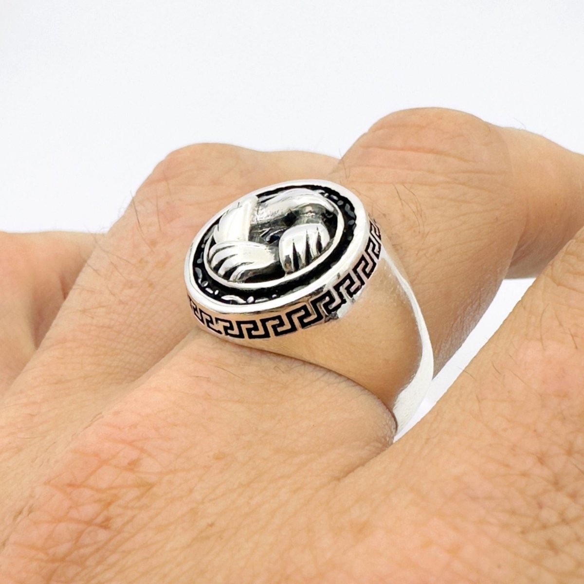 Men's Hands Design Silver Ring