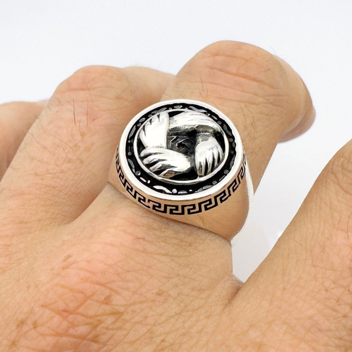 Men's Hands Design Silver Ring