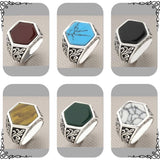 Men's Hexagon Model Authentic Handmade 925 Sterling Silver Ring