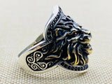 Men's Lion Design Silver Ring - TryAladdin