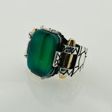 Men's Multi - Color Mystic Topaz Square Sterling Silver Ring - TryAladdin