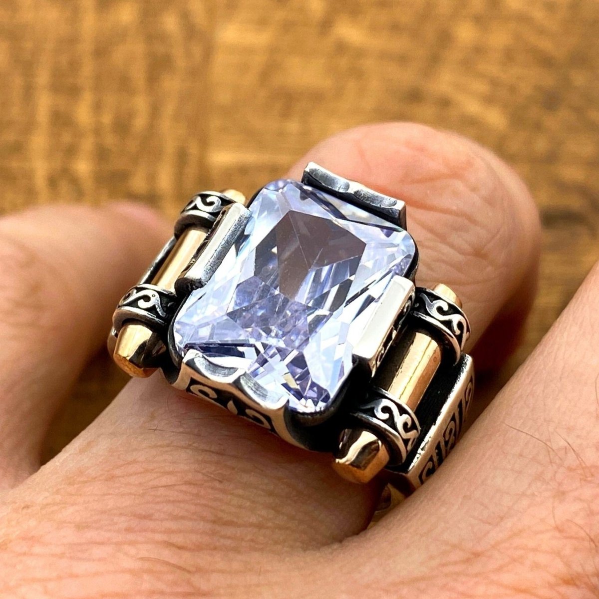 Men's Multi Stone Silver Ring