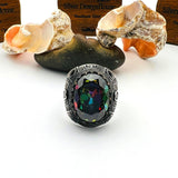 Men's Multicolor Mystic Topaz Stone Silver Ring