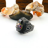 Men's Multicolor Mystic Topaz Stone Silver Ring