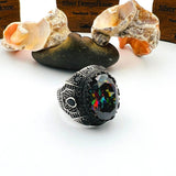 Men's Multicolor Mystic Topaz Stone Silver Ring