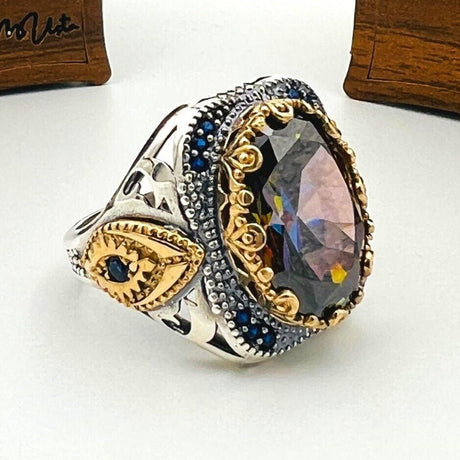 Men's Multicolor Tanzanite Oval Ring