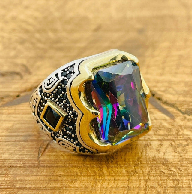 Men's Mystic Topaz Silver Ring