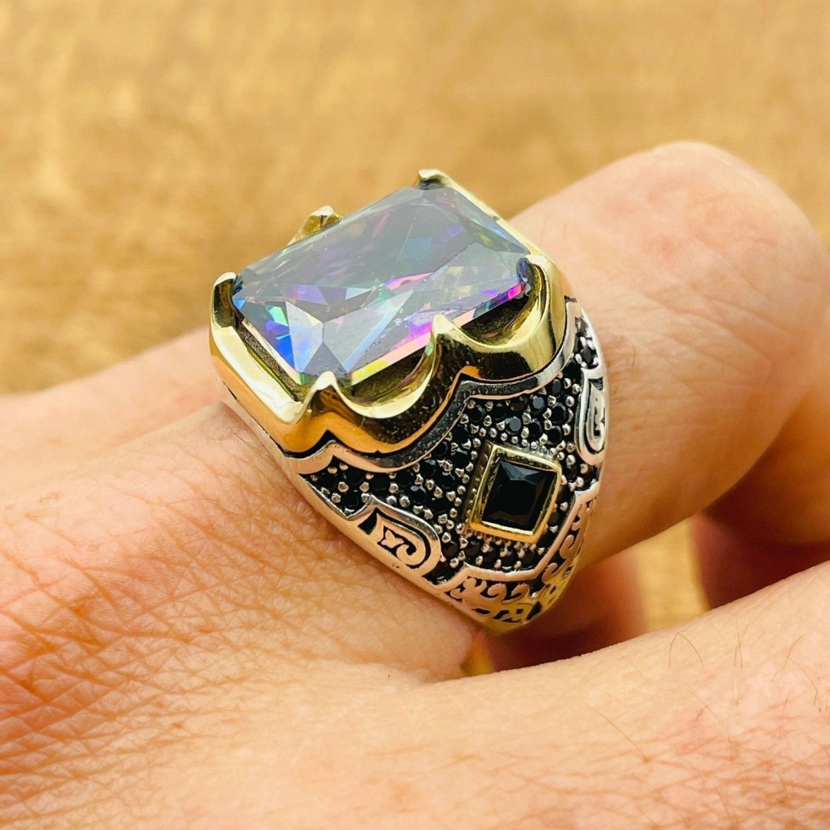 Men's Mystic Topaz Silver Ring