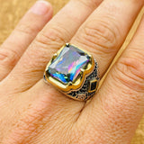 Men's Mystic Topaz Silver Ring