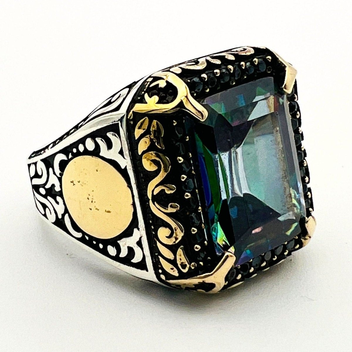 Men's Mystic Topaz Silver Ring