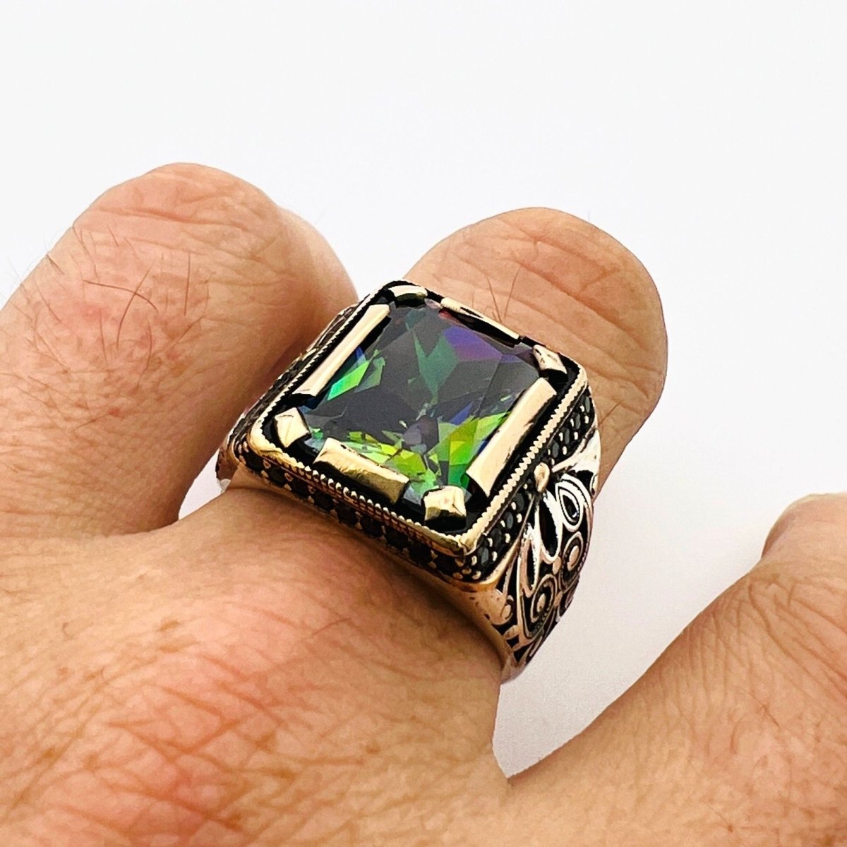 Men's Mystic Topaz Silver Ring