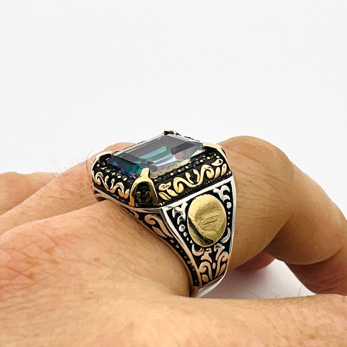 Men's Mystic Topaz Silver Ring