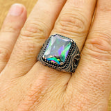 Men's Mystic Topaz Silver Ring