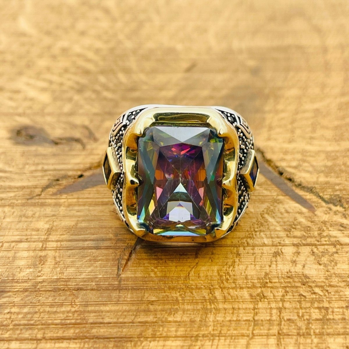 Men's Mystic Topaz Silver Ring