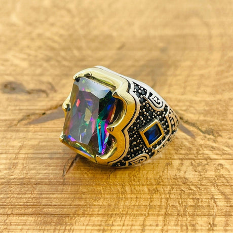 Men's Mystic Topaz Silver Ring