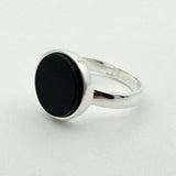 Men's Natural Black Gemstone Silver Ring