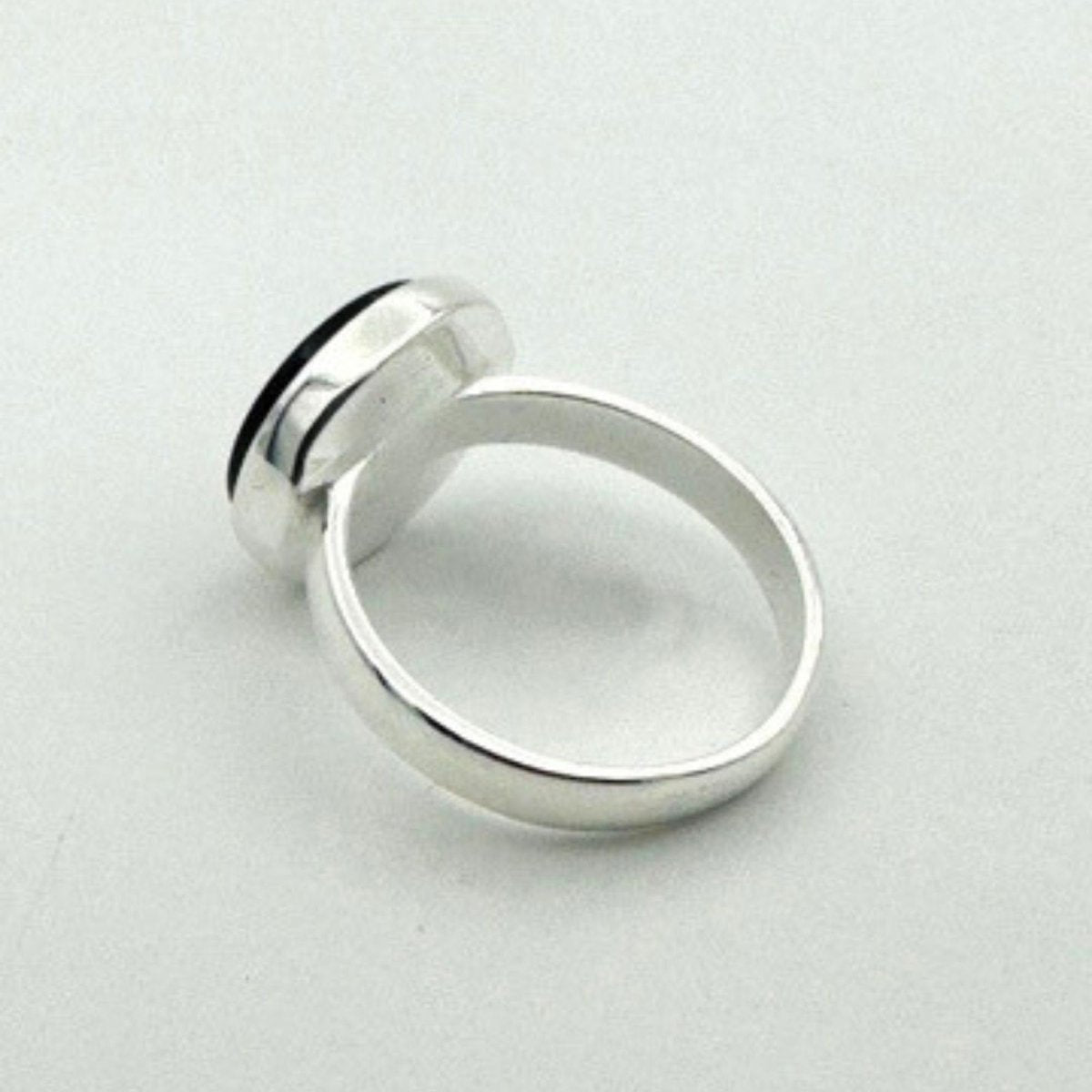 Men's Natural Black Gemstone Silver Ring