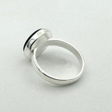 Men's Natural Black Gemstone Silver Ring