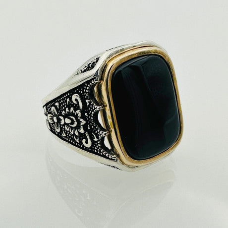 Men's Natural Black Onyx Gemstone Ring