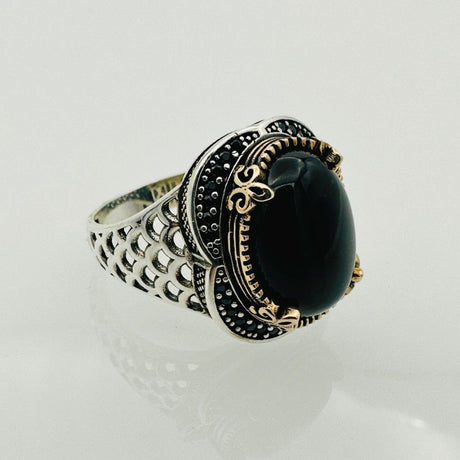 Men's Natural Black Onyx Ring