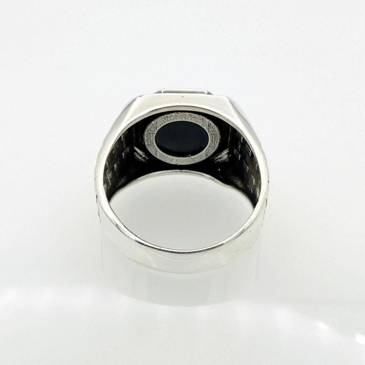 Men's Natural Black Onyx Silver Ring