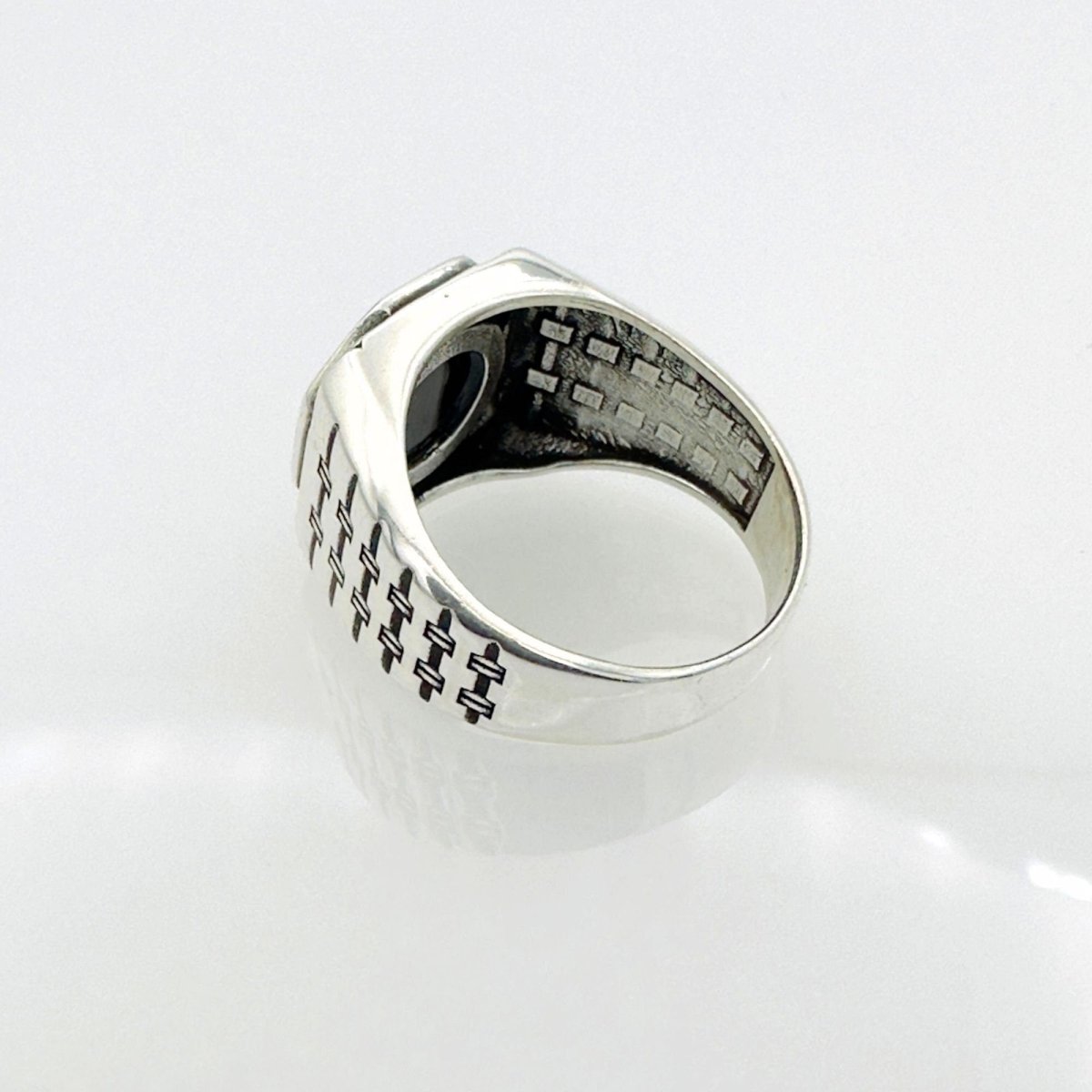 Men's Natural Black Onyx Silver Ring