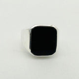 Men's Natural Black Onyx Silver Ring