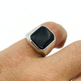 Men's Natural Black Onyx Silver Ring