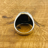 Men's Natural Black Onyx Silver Ring