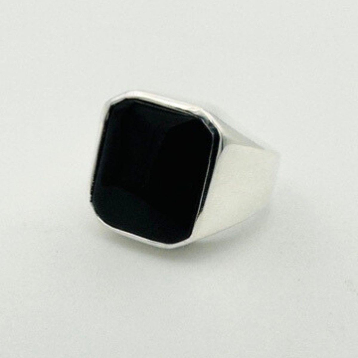 Men's Natural Black Onyx Silver Ring