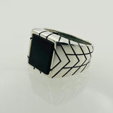 Men's Natural Black Onyx Silver Ring