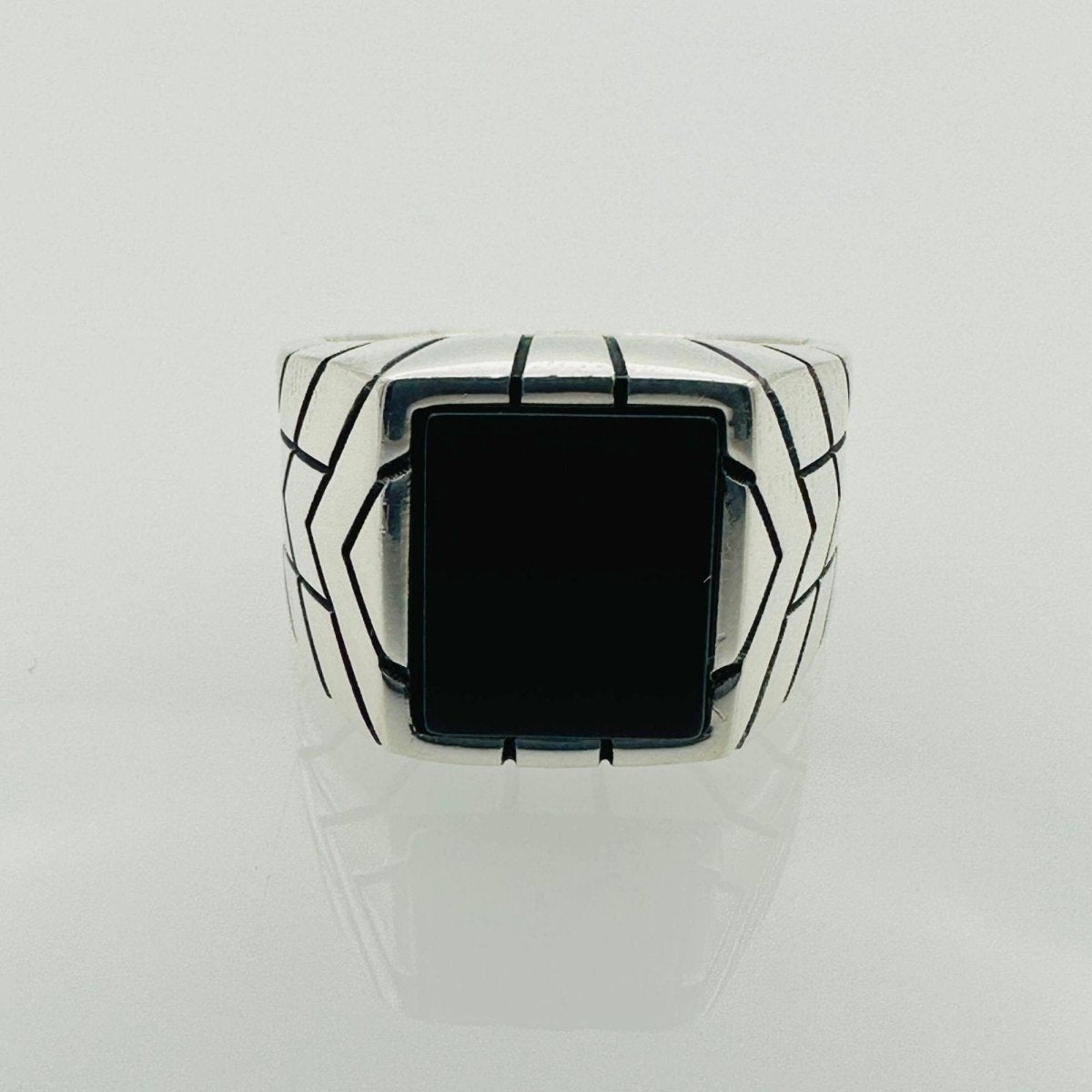 Men's Natural Black Onyx Silver Ring