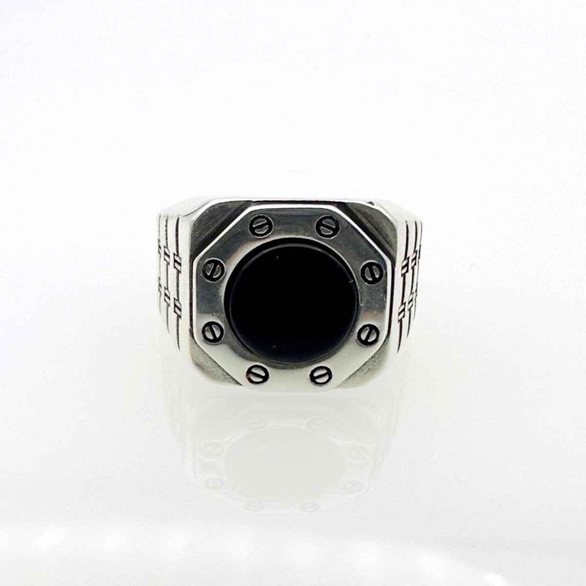 Men's Natural Black Onyx Silver Ring