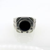 Men's Natural Black Onyx Silver Ring