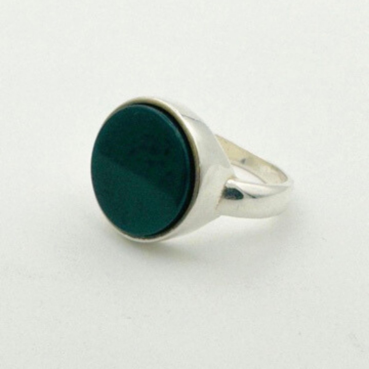 Men's Natural Green Gemstone Silver Ring