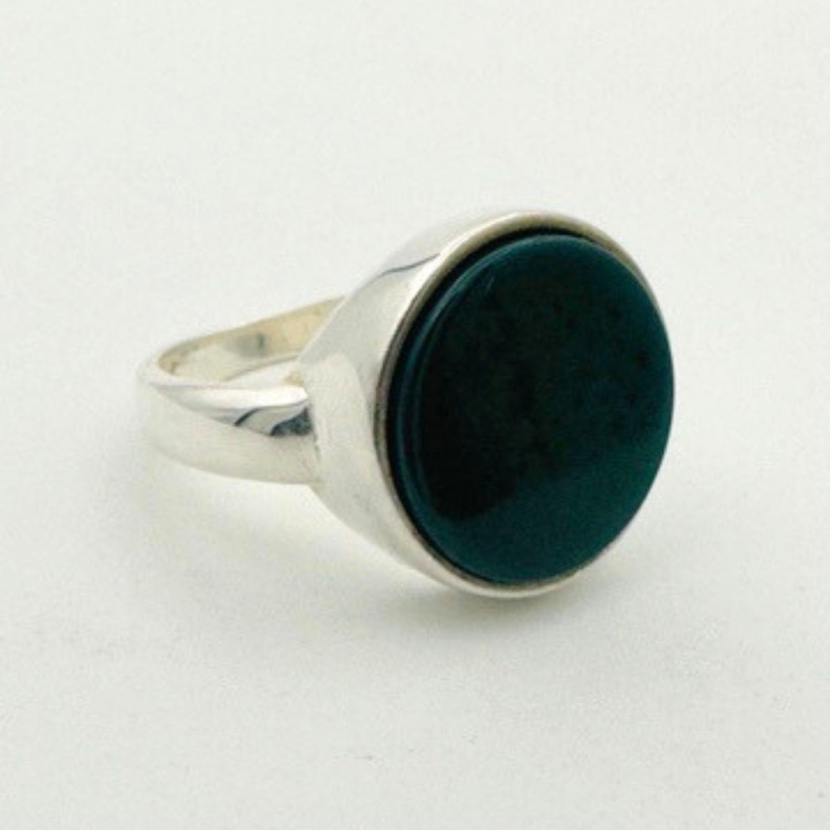 Men's Natural Green Gemstone Silver Ring