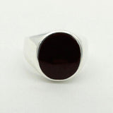 Men's Natural Oval Red Agate Silver Ring