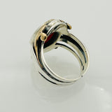 Men's Natural Red Aqeeq Silver Ring