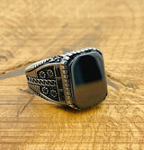 Men's Natural Stone Black Onyx Square Ring