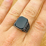 Men's Natural Stone Black Onyx Square Ring