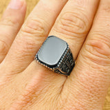 Men's Natural Stone Black Onyx Square Ring