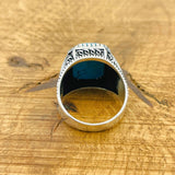 Men's Natural Turquoise Gemstone Square Ring