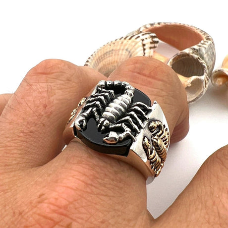 Men's Onyx Scorpion Ring