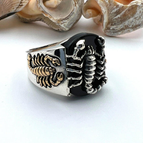 Men's Onyx Scorpion Ring