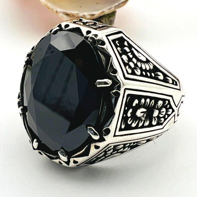 Men's Onyx Silver Ring (19g)