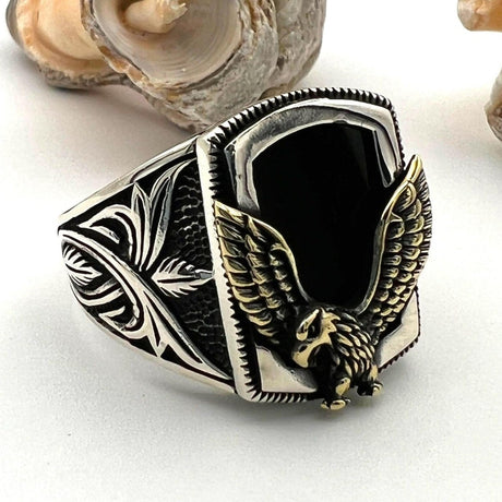 Men's Onyx Stone American Eagle Ring