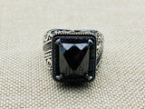 Men's Onyx Stone Black 925 Sterling Silver Ring