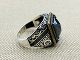 Men's Onyx Stone Black 925 Sterling Silver Ring