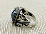 Men's Onyx Stone Black 925 Sterling Silver Ring