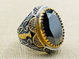 Men's Onyx Stone Black 925 Sterling Silver Ring